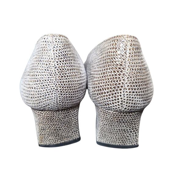 Stuart Weitzman Houndstooth Leather Slip Grey Square Italy Chunky Heel VTG Sz 10 - Picture 5 of 12